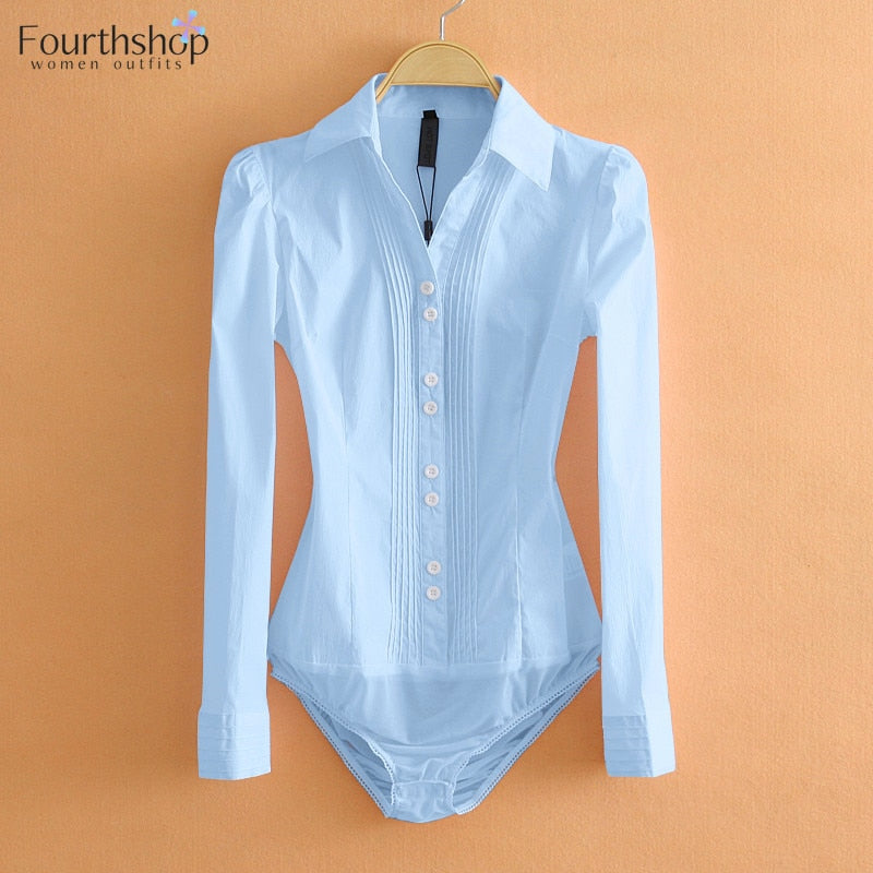 Elegant Bodysuits Fashion Long Sleeve Shirts Office Blouses