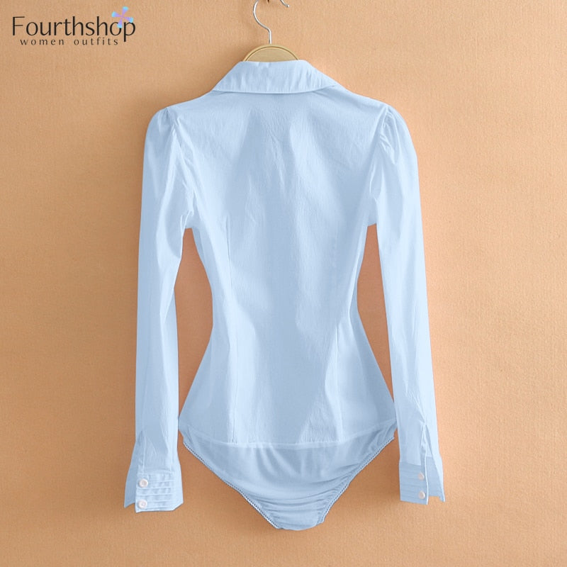 Elegant Bodysuits Fashion Long Sleeve Shirts Office Blouses