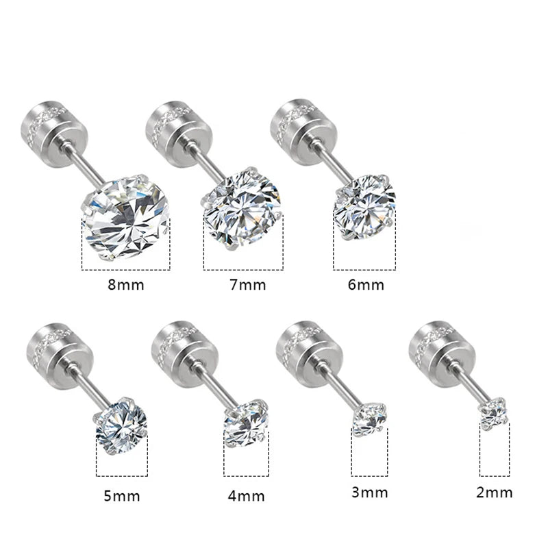 1Pair Stainless Steel Crystals Stud Earrings Jewelry