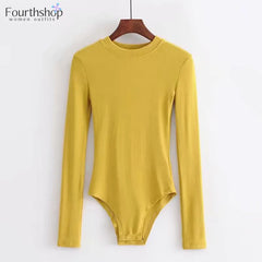 Casual Basic Body Shirt Bodysuits Long Sleeves Romper O-neck