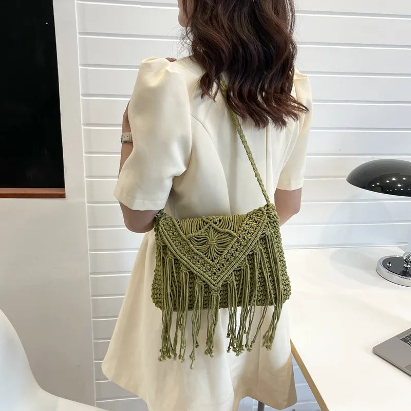 Fashion Woven Hollow Shoulder Bags Female Summer Beach Bag