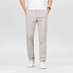 Men's Elastic Casual Pants Classic Solid Color Business Trousers