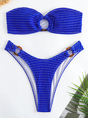Ring Link Bandeau Bikini Swimwear Solid Beachwear