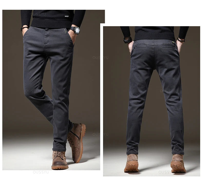 Pants Men Elastic Waist Slim Clothing Thick Cargo Trousers Plus Size