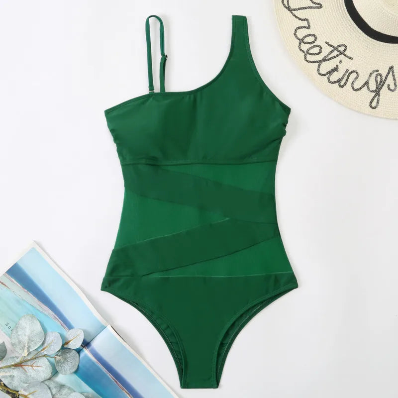 One-Piece Large Size Solid Color Plus Size Swimsuit