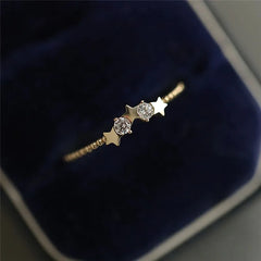 Plated Ring Sparkling Zircon Star Ring All-match Jewelry
