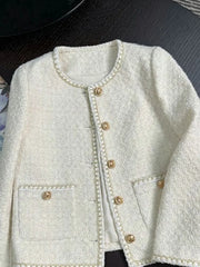 Chic Tweed Jackets Korean Long Sleeve Sweet Coat Fashion