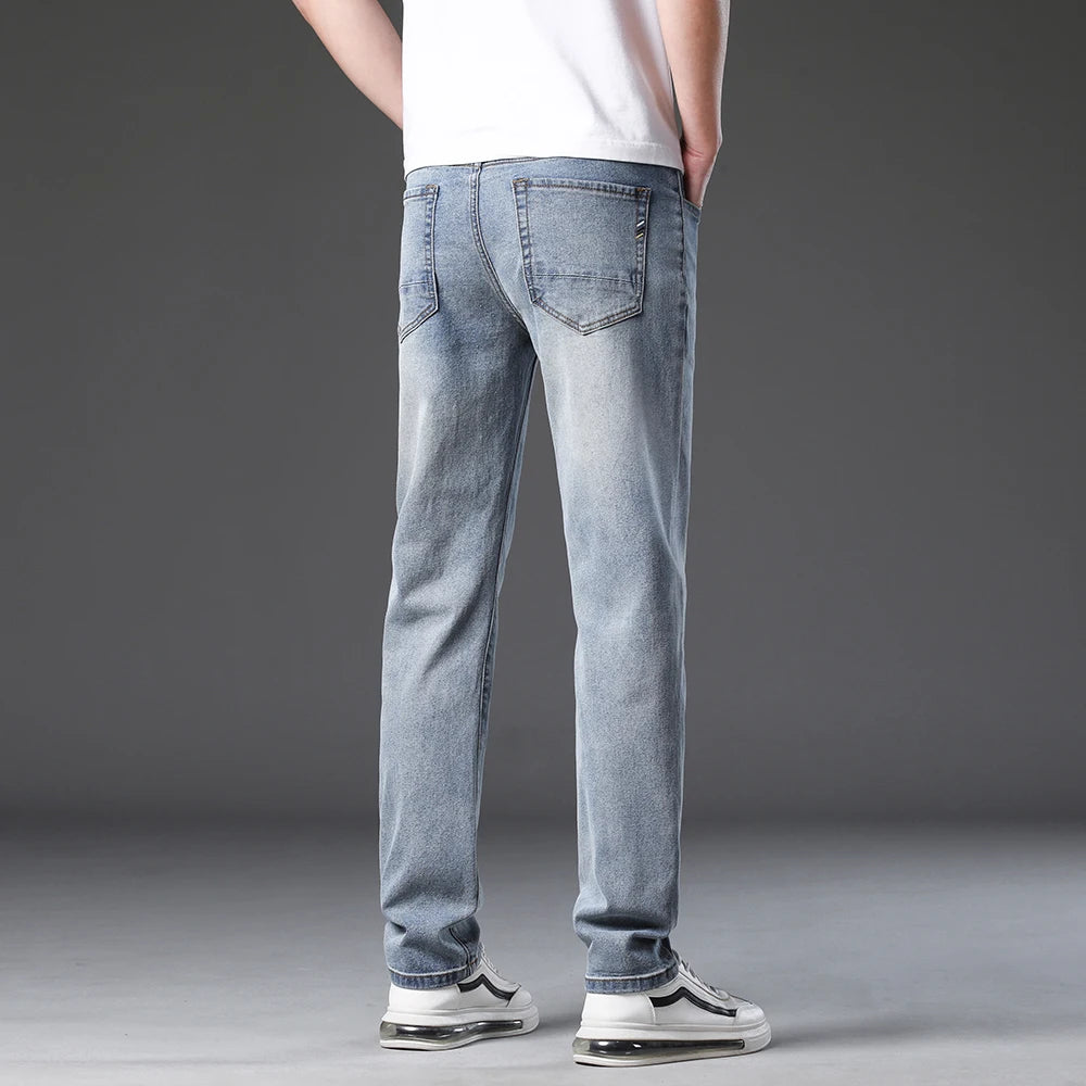 Men's Baggy Jeans Vintage Washed Denim Straight Pants