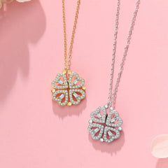 Heart Shaped Four Leaf Clover Pendant Necklace Choker Jewelry