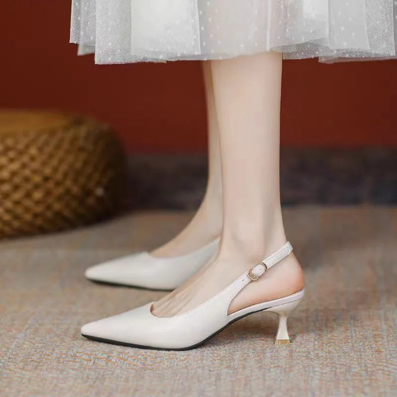 Sandals Pointed Toe Slingbacks Pumps Wedding Shoes Low Heels Dress Shoes