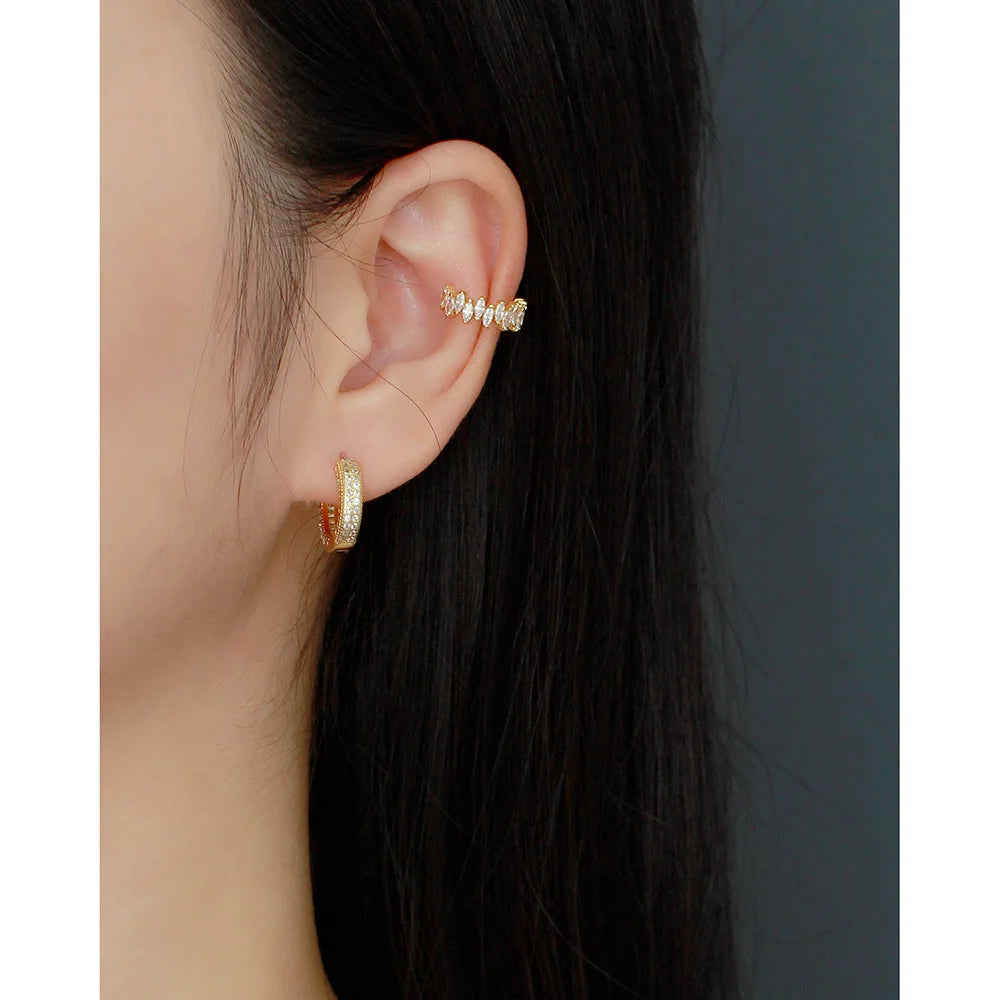 Zircon Clip Earrings Stackable Ear Cuff Style