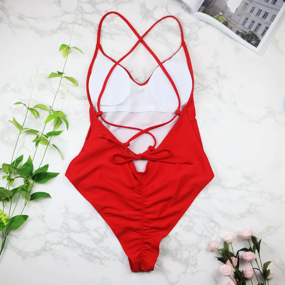 One Piece Swimsuit Women Swimwear Push Up Monokini