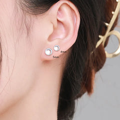 Silver Round Exquisite Moonstone Stud Earrings Jewelry