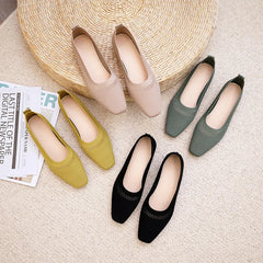 Women Solid Mesh Casual Shoes Summer Breathable Square Toe