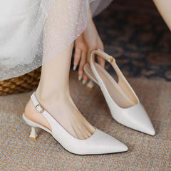 Sandals Pointed Toe Slingbacks Pumps Wedding Shoes Low Heels Dress Shoes