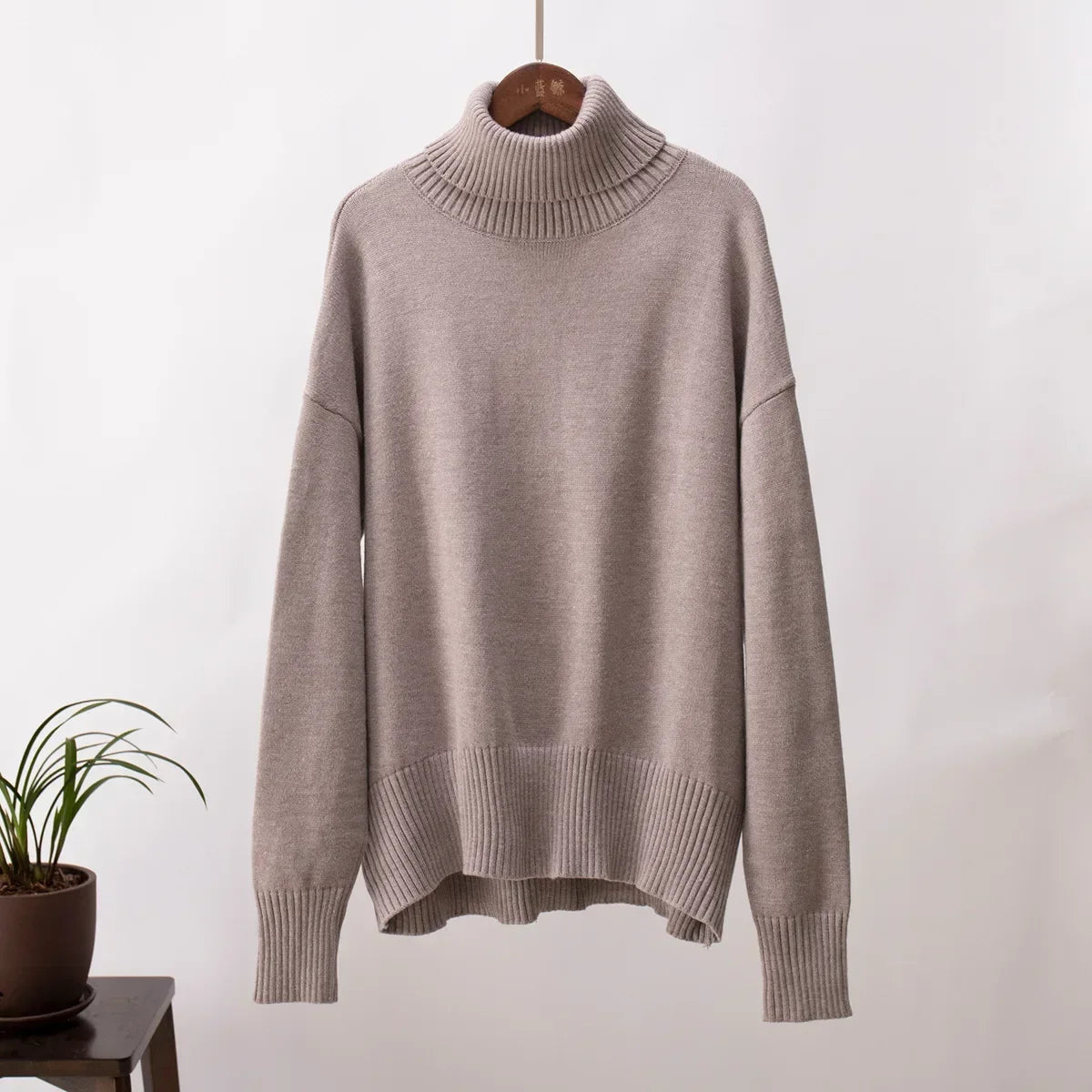 High Neck Pullover Warm Loose Knitted Base Sweater Jacket Tops