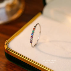 Colorful Zircon Ring for Women Stylish Simple Jewelry