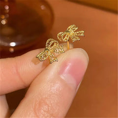 Silver Plated Lace Bow Cute Earrings Jewelry