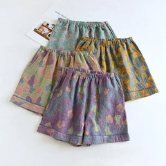 Shorts Cotton Vintage Yarn Weaving Printed Sleepwear Home Pants