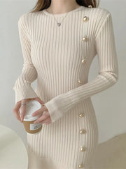 Fashion Elegant Clothing Knitted Vintage Dresses Sweater Dress