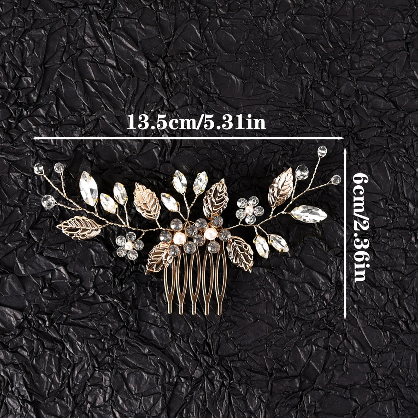 Crystal Pearl Hair Comb Clip Pin Alloy Leaf Hair Comb