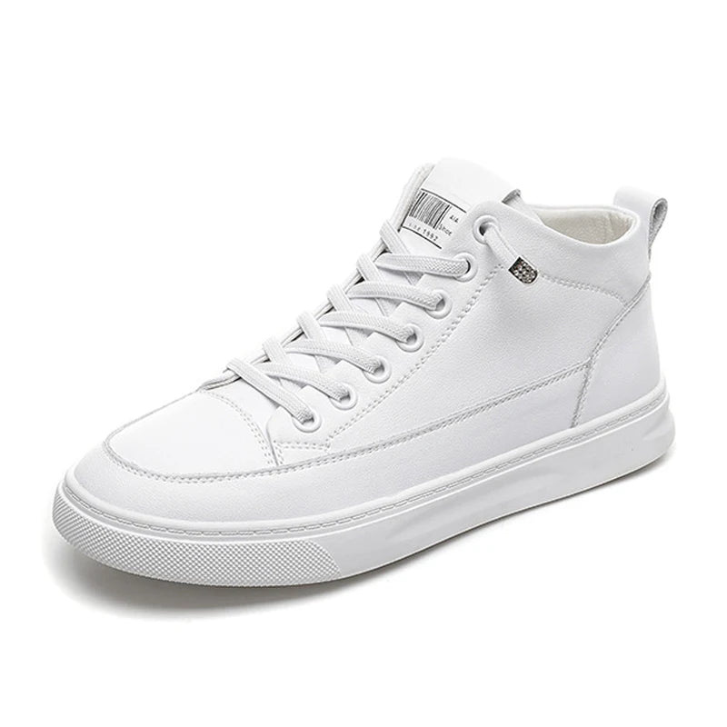 Genuine Leather Women Sneakers High Gang Vulcanized Shoes Fashion