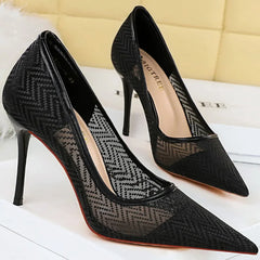 Style 9.5cm High Heels Mesh Sandals Pumps Footwear Office