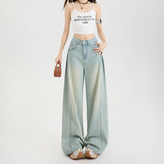 Lyocell Thin Woman Jeans High Waist Wide Leg Denim Clothing Design
