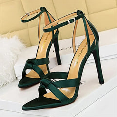 Summer Sandals Satin Hollowed Open Toe Pole Fashion