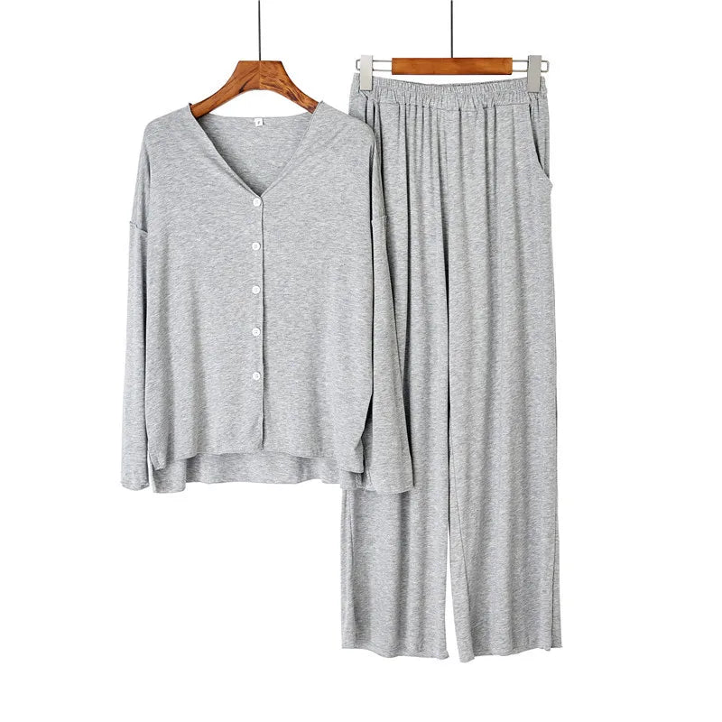 Women 2 Pieces Home Suit Long Sleeve Pajama Sets Loungewear Clothes