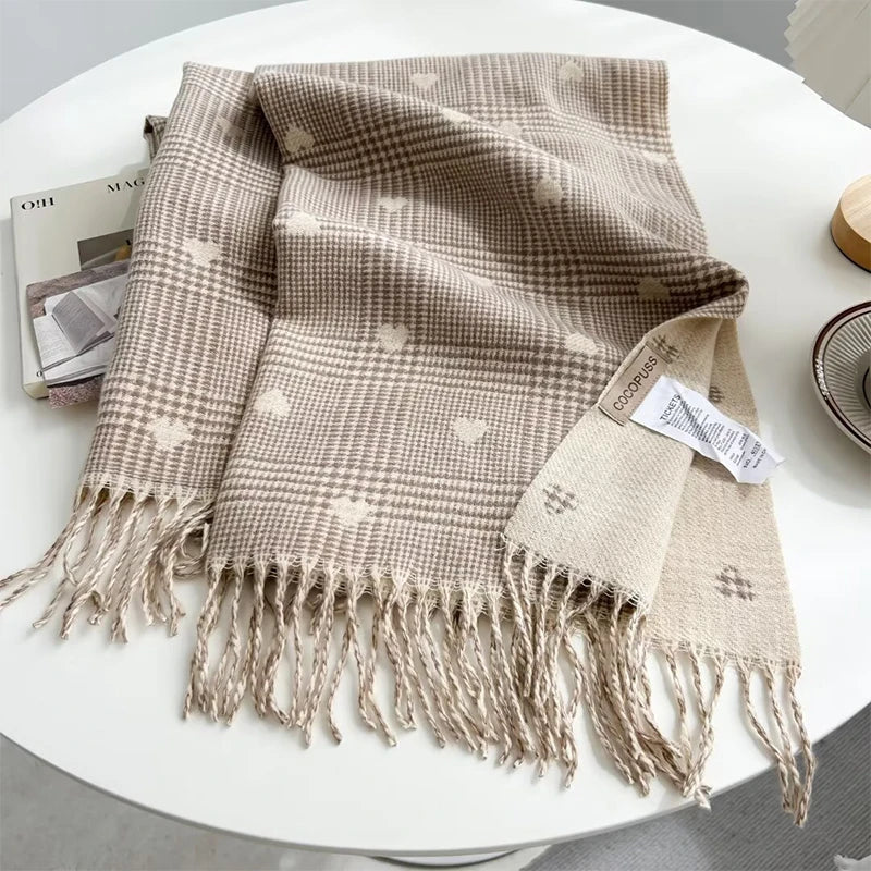 Women Winter Cashmere Scarf Plaid Bohemia