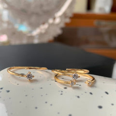 925 Sterling Silver Inlaid Zircon Mini Lines Open Ring