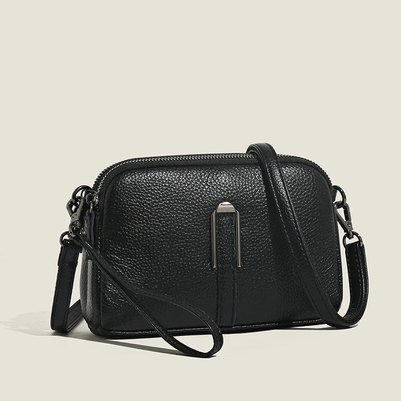 Genuine Leather Crossbody Bag Solid Color Clutch Phone Bags