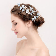 Bride Artificial Flower Beads Side Comb Accessories Jewelry