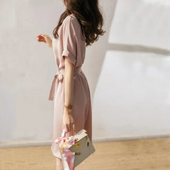 Style Elegant Fashion Solid Color Dress O Neck Office Lady Chic
