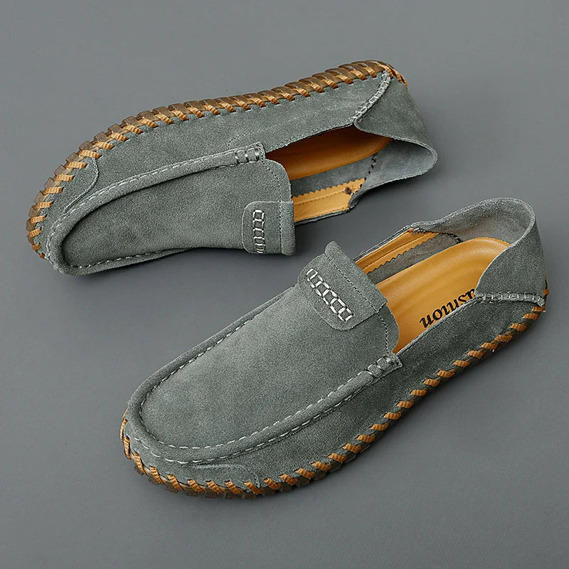 Suede Men Loafers Casual Shoes Slip On Moccasins Plus Size