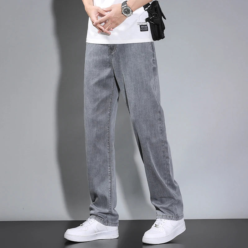 Summer Thin Men's Straight Loose Gray Jeans Casual