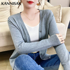 Cardigans Loose Solid Single Breasted V-neck Sweaters Fashion