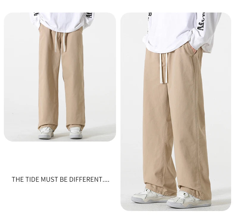 Baggy Wide-leg Pants Fashion Streetwear Casual Elastic Waist Trousers