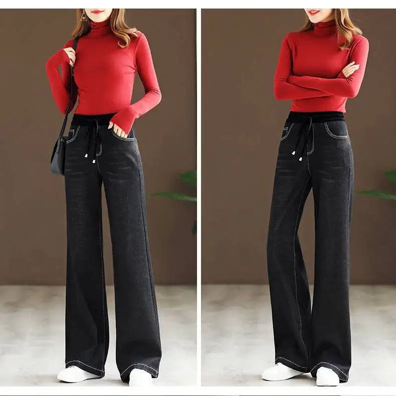 Casual Wide Leg Jeans Patchwork High Waist Vintage Baggy