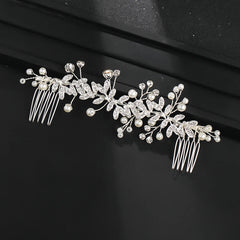 Wedding Pearl Leaf Crystal Hair Comb Hairpin Headband