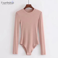 Casual Basic Body Shirt Bodysuits Long Sleeves Romper O-neck