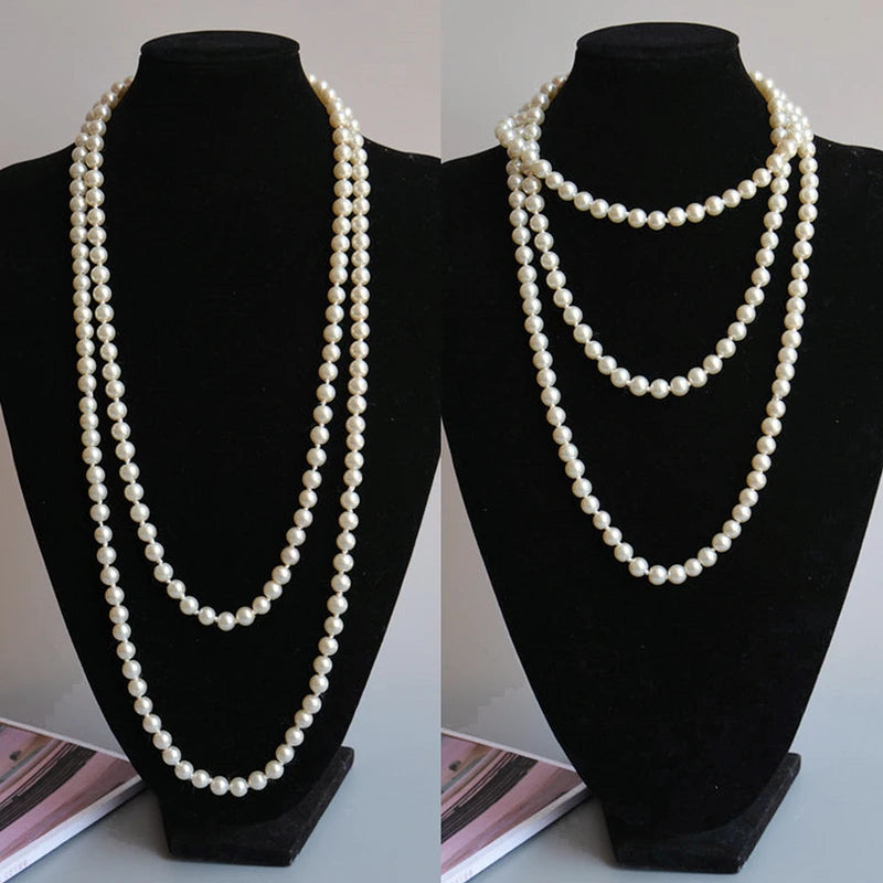 Fashion Jewelry Pearl Bead Long Sweater Chain Necklace