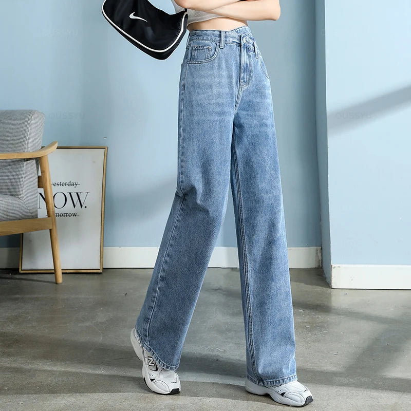 Women Wide Leg Denim Pants Femme Streetwear Baggy Straight Design