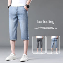 Summer Men's Thin Fashion Denim Shorts Stretch Straight