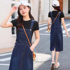 Loose Large Size Denim Strap Dress For Women Jeans Casual Chic