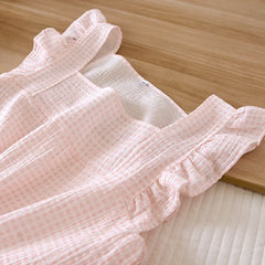 pajamas suit short-sleeved shorts two-piece cotton crepe simple