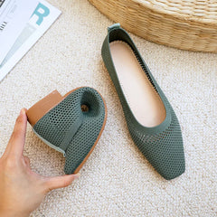 Women Solid Mesh Casual Shoes Summer Breathable Square Toe