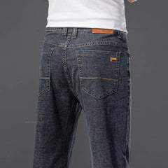 Summer Men's Thin Jeans Baggy Elastic Casual Straight Denim Pants Classic