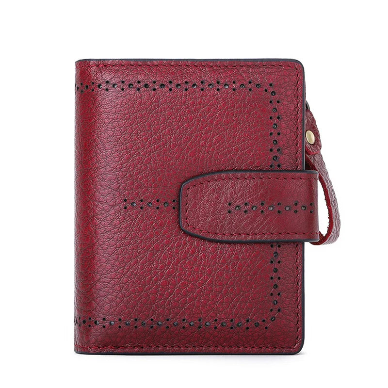 Women's RFID Blocking Leather Small Zipper Pocket Wallet Card